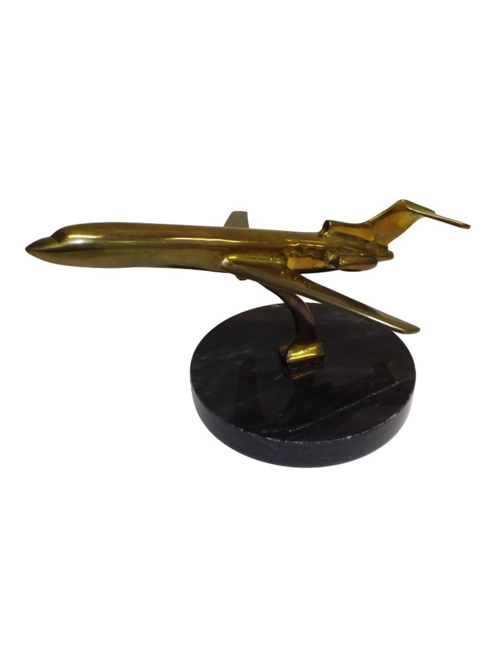 Airplane Brass Marble Desk Model Boeing 727 Jumbo Jetliner Sculpture Aviation Ar